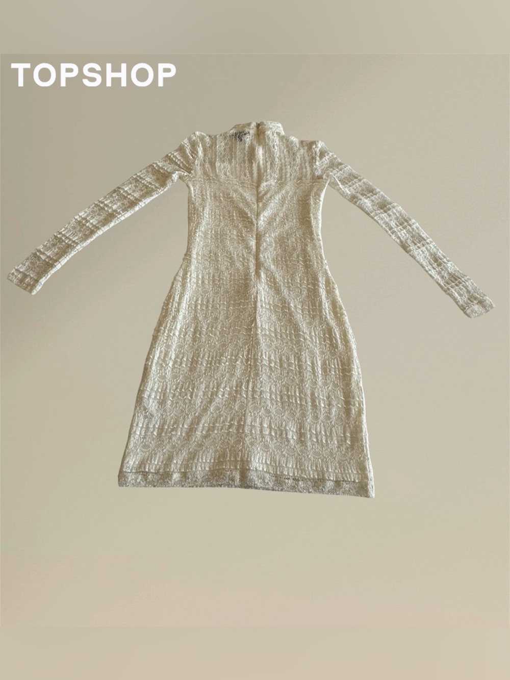 🛍️SALE🛍️ Topshop Cream Lace High-Neck Mini Dress - Picture 3 of 8